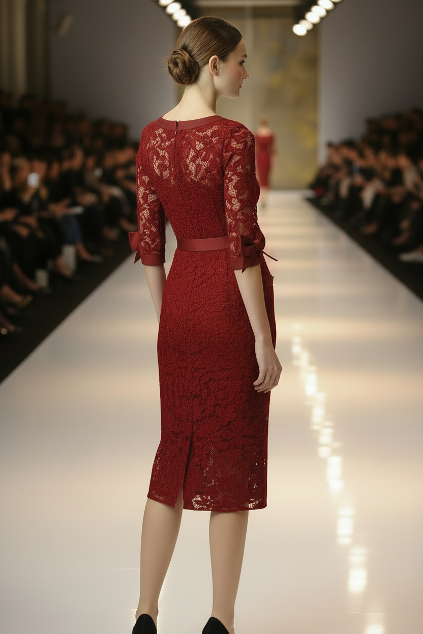 Abito midi in pizzo Elisabeth