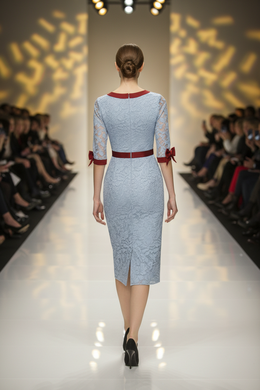 Abito midi in pizzo Elisabeth