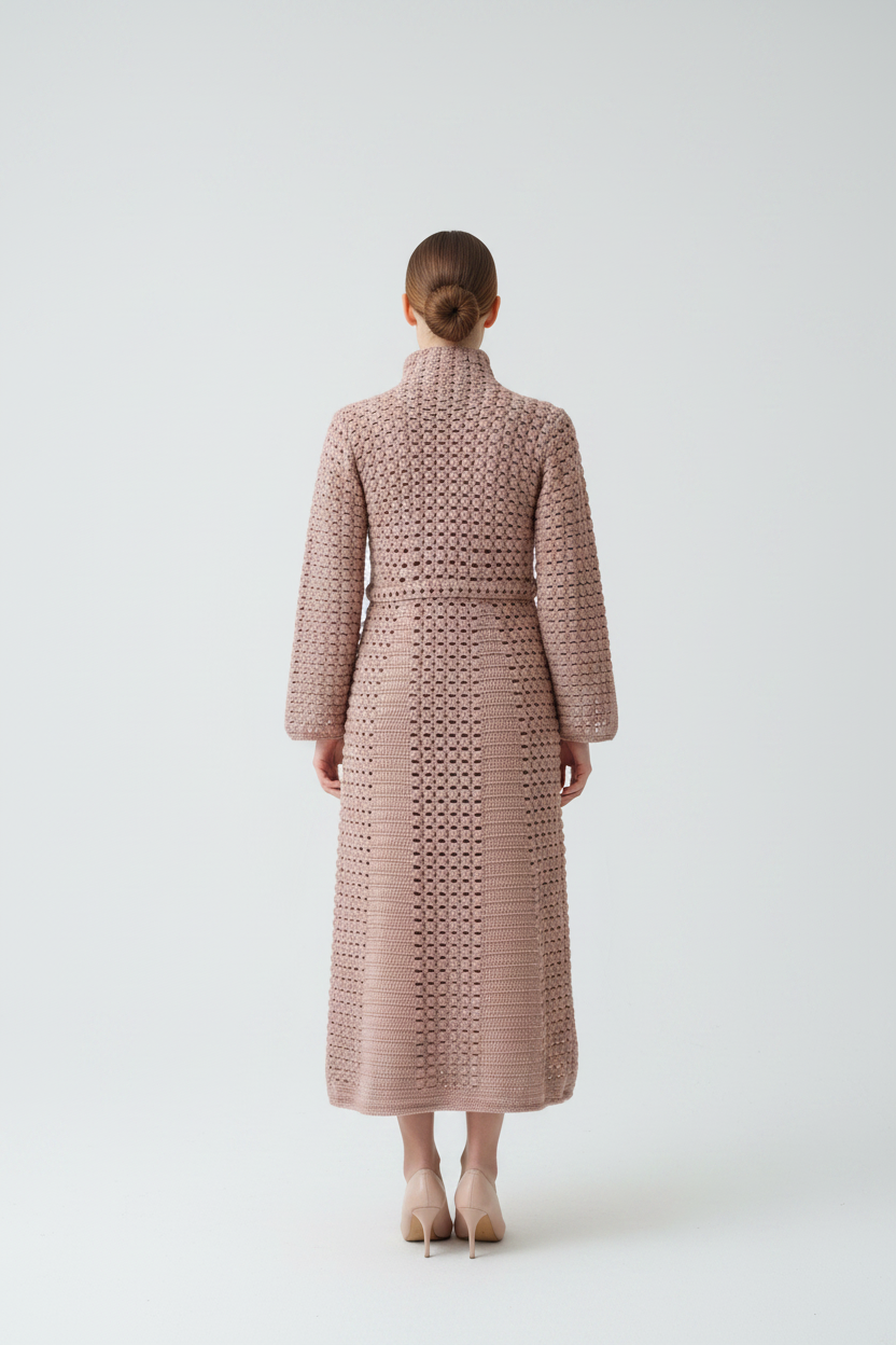 Cappotto rosa uncinetto