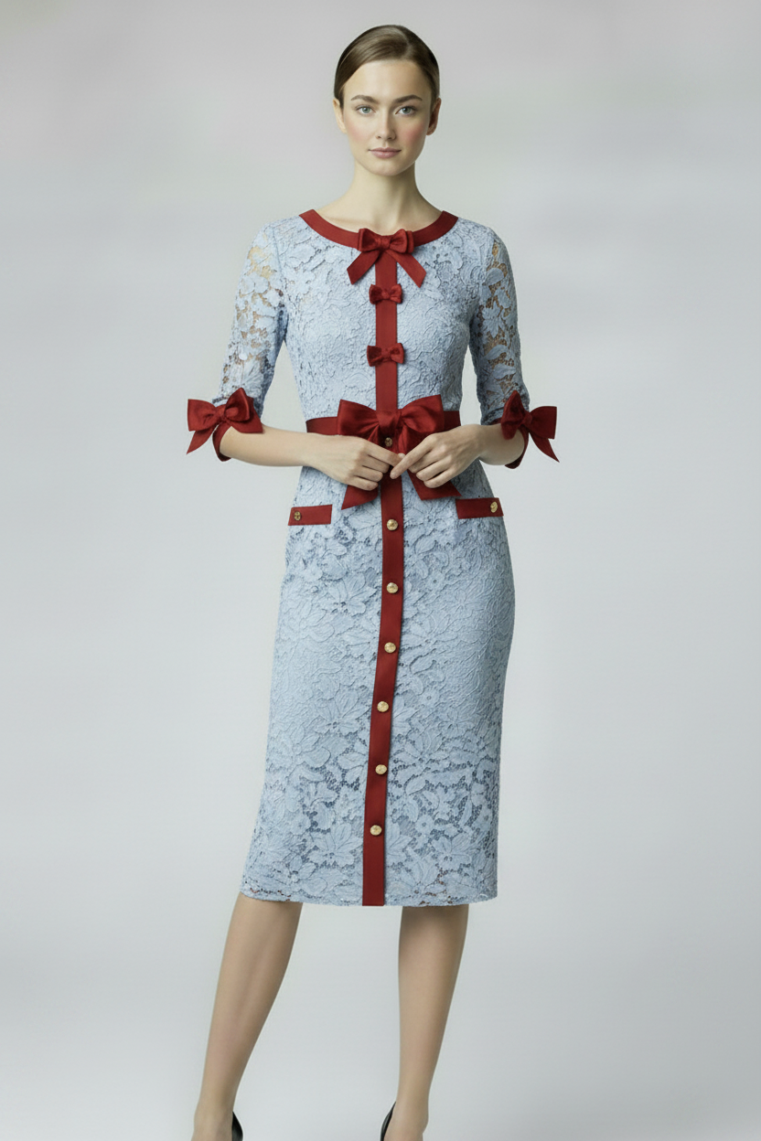 Abito midi in pizzo Elisabeth