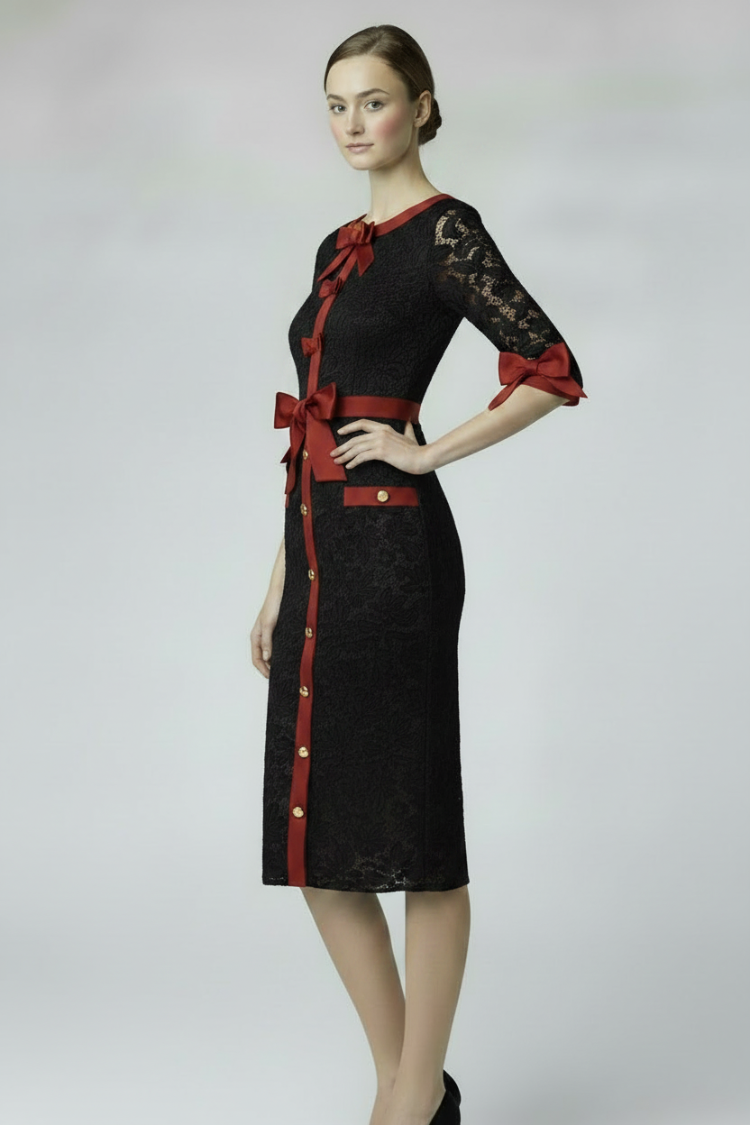 Abito midi in pizzo Elisabeth