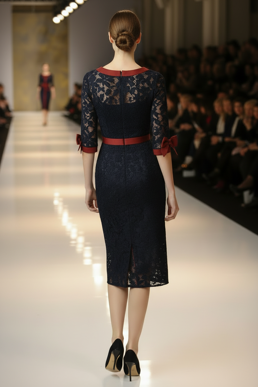 Abito midi in pizzo Elisabeth