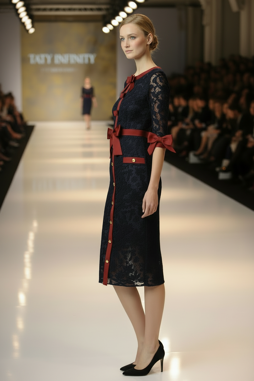 Abito midi in pizzo Elisabeth