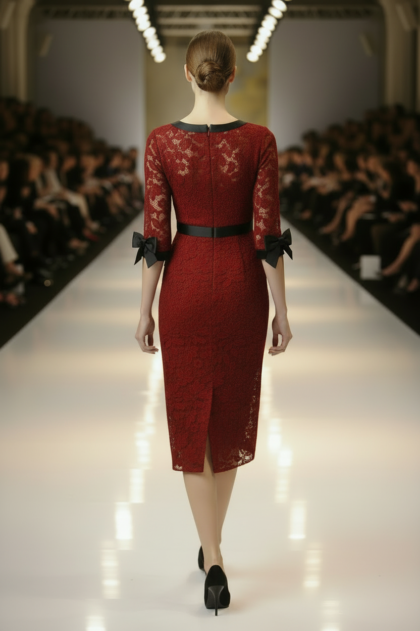 Abito midi in pizzo Elisabeth