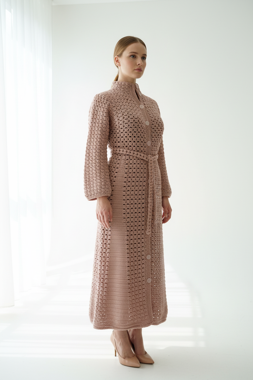 Cappotto rosa uncinetto