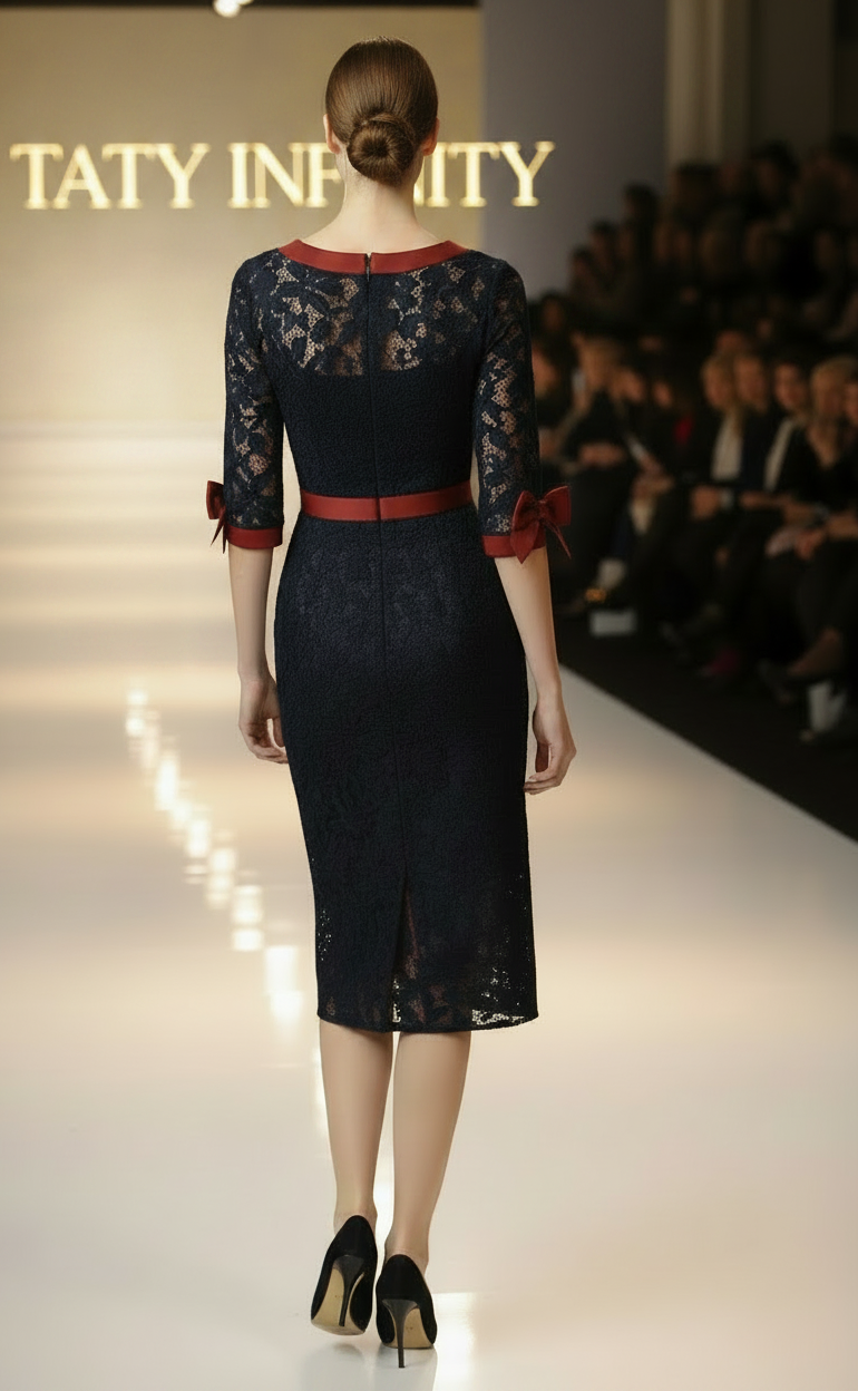 Abito midi in pizzo Elisabeth